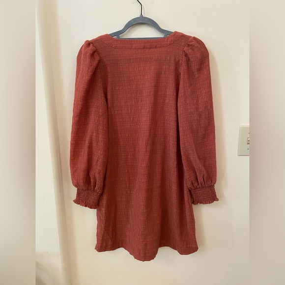 BB Dakota by Steve Madden Rust Textured V-Neck Shift Mini Dress XS - Picture 7 of 9